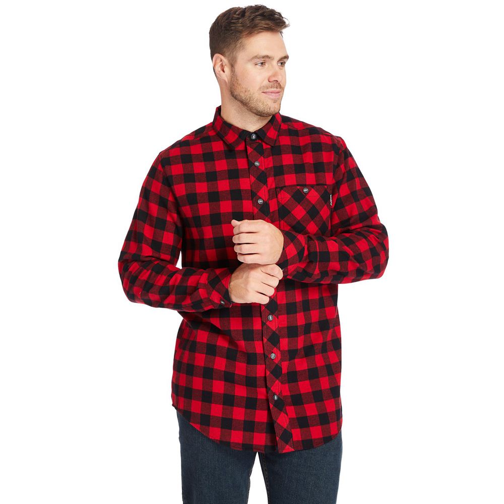 Camisa Masculino - Timberland Pro® Woodfort Mid-Weight Flex Flannel Work - WMVBY5827 - Pretas/Vermel
